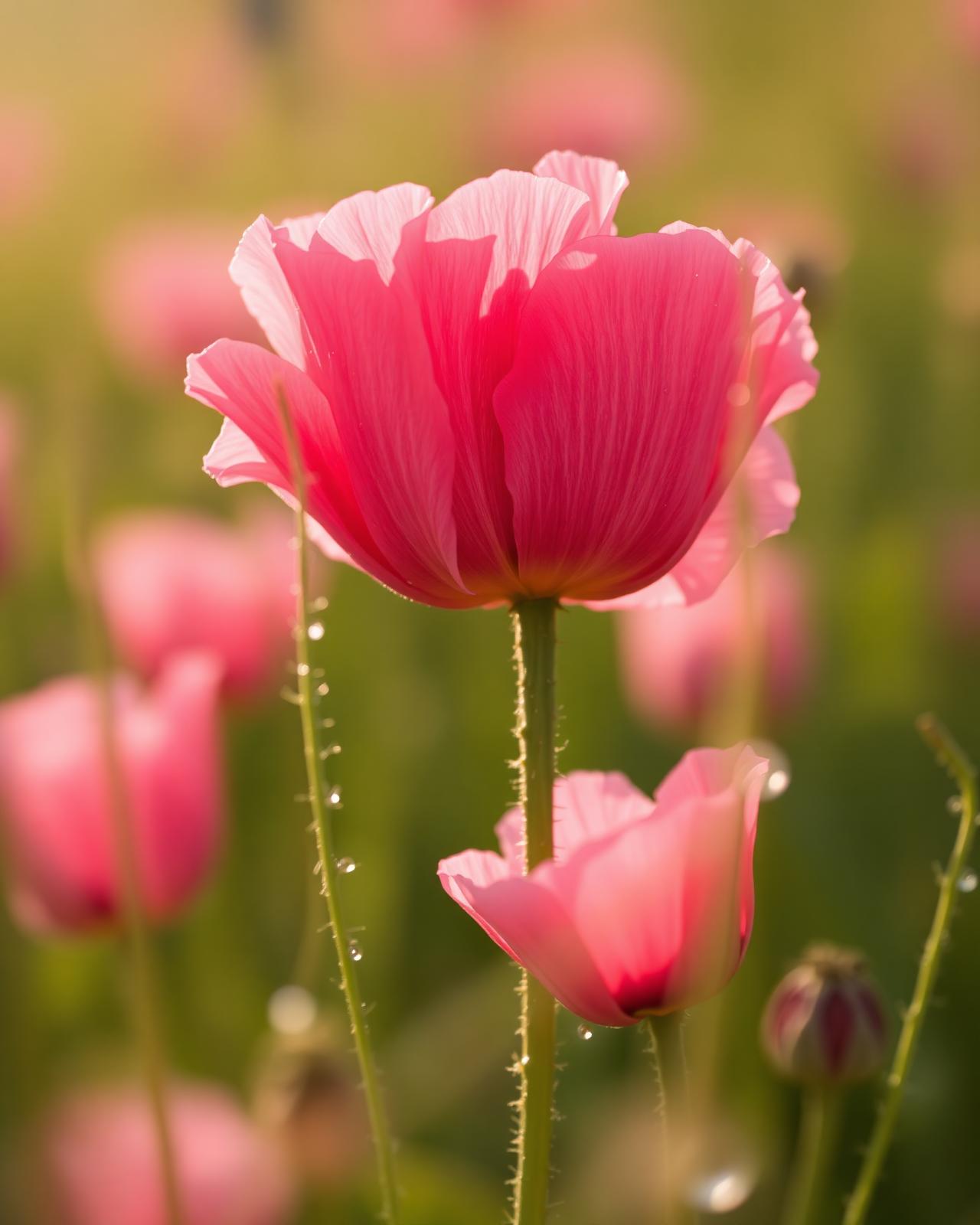 Mohnblüten im Morgenlicht