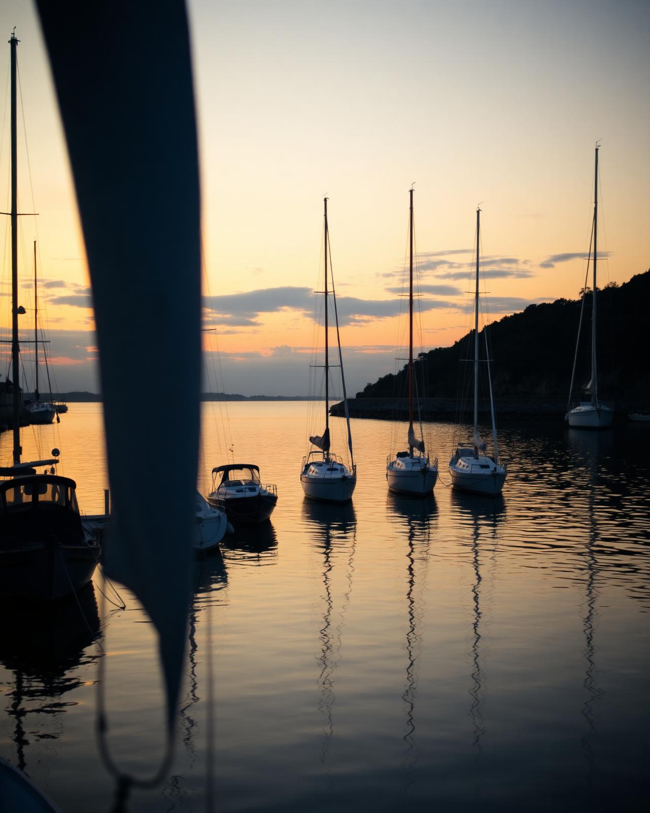 Hafen in der Abenddämmerung