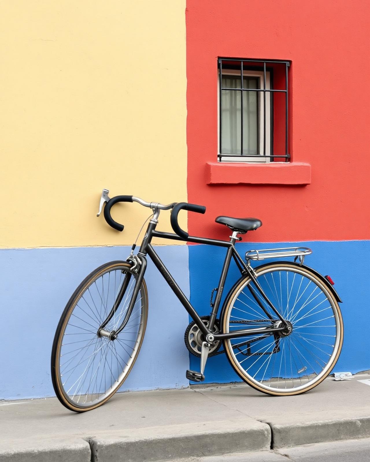 Fahrrad an bunter Wand